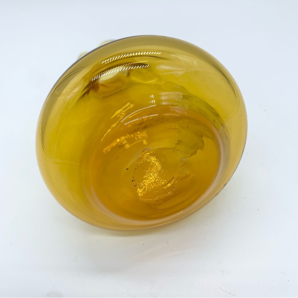 Miniature Hand Blown Amber Art Glass Creamer Pitcher - Picture 5 of 6